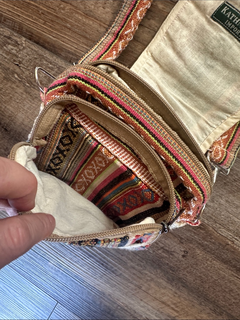 Kathmandu Multicolor Woven Crossbody Bag with Strap mushroom design - Picture 5 of 11